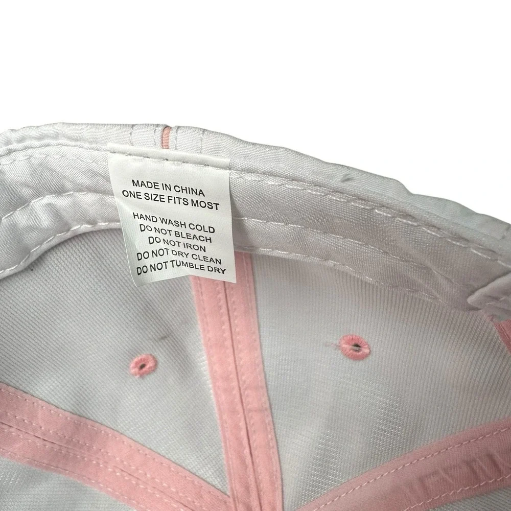 BMW Lifestyle White Pink Adjustable Hat Cap Logo Womens w/ Bonus Keychain